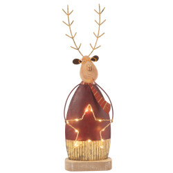 J-Line rendier deco+sjaal/bril led metaal roest/goud large 45x14x6.5cm