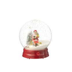 J-Line sneeuwbol kerstman boom led resine 21x21x23cm