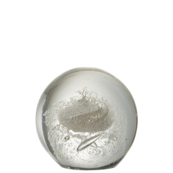 J-Line presse papier bubbel glas zilver extralarge 16x16x15.5cm