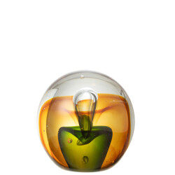 J-Line presse papier druppel glas amber/groen medium 10x10x10cm