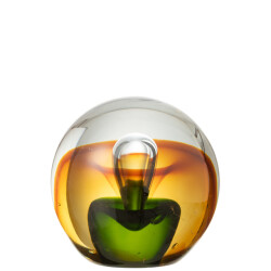 J-Line presse papier druppel glas amber/groen large 12x12x12cm