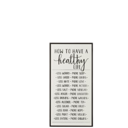 J-Line plakkaat how to have a healthy life hout/keramiek /zwart -