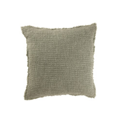 J-Line kussen gerafelde randen katoen/polyester 50x50x12cm