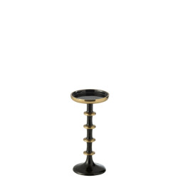 J-Line kaarshouder bal metaal zwart/goud small 11x11x23cm
