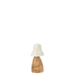 J-Line paddenstoel stolp wit/naturel small 15x15x32cm