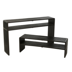 J-Line set van 2 console met schap gerecycleerd teak 130x30x80cm