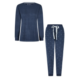 By Louise Dames winter pyjama set lang badstof blauw