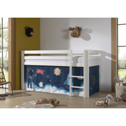 Lucevi pino halfhoogslaper h115cm met ladder 90 x 200 cm space shuttle