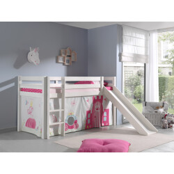 Lucevi pino halfhoogslaper h115cm met glijbaan 90 x 200 cm princess