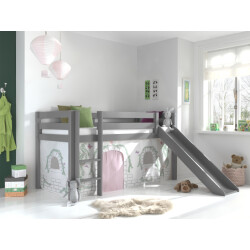 Lucevi pino halfhoogslaper h115cm met glijbaan 90 x 200 cm birdy