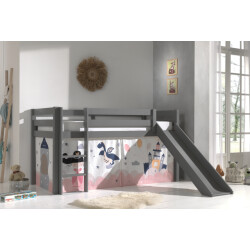 Lucevi pino halfhoogslaper h115cm met glijbaan 90 x 200 cm princess