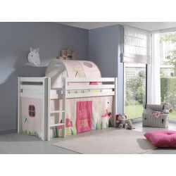 Lucevi pino halfhoogslaper h115cm met ladder 90 x 200 cm spring