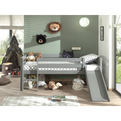 Lucevi pino halfhoogslaper met glijbaan 90x200cm - h85cm