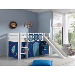 Lucevi pino halfhoogslaper h115cm met glijbaan 90 x 200 cm astro