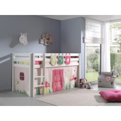Lucevi pino halfhoogslaper h115cm met ladder 90 x 200 cm spring