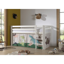 Lucevi pino halfhoogslaper h115cm met ladder 90 x 200 cm dino speelgordijn