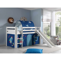Lucevi pino halfhoogslaper h115cm met glijbaan 90 x 200 cm astro