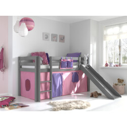 Lucevi pino halfhoogslaper h115cm met glijbaan 90 x 200 cm bella