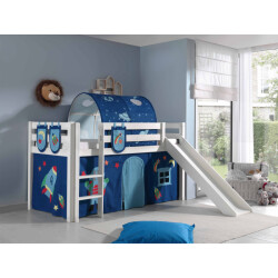 Lucevi pino halfhoogslaper h115cm met glijbaan 90 x 200 cm astro