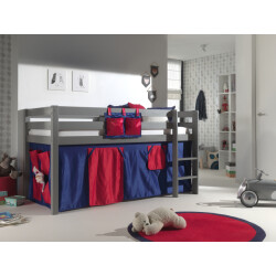 Lucevi pino halfhoogslaper h115cm met ladder 90 x 200 cm domino