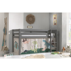 Lucevi pino halfhoogslaper h115cm met ladder 90 x 200 cm dino