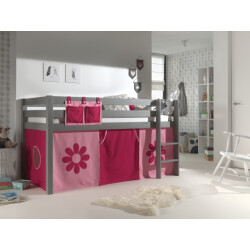 Lucevi pino halfhoogslaper h115cm met ladder 90 x 200 cm pink flower