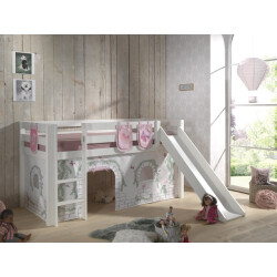 Lucevi pino halfhoogslaper h115cm met glijbaan 90 x 200 cm birdy