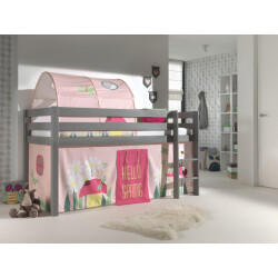 Lucevi pino halfhoogslaper h115cm met ladder 90 x 200 cm spring