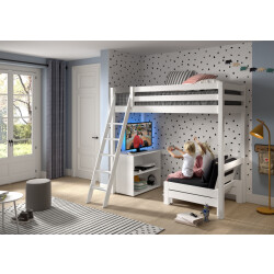 Lucevi pino mezzanine bed 90 x 200 cm pino boekenkast voor halfhoogslaper