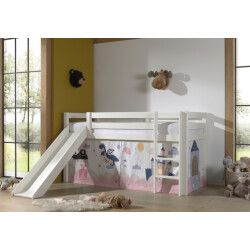 Lucevi pino halfhoogslaper h115cm met glijbaan 90 x 200 cm princess sophie