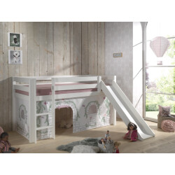 Lucevi pino halfhoogslaper h115cm met glijbaan 90 x 200 cm birdy
