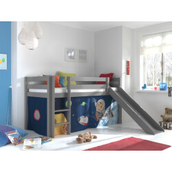 Lucevi pino halfhoogslaper h115cm met glijbaan 90 x 200 cm space
