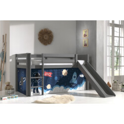 Lucevi pino halfhoogslaper h115cm met glijbaan 90 x 200 cm space shuttle