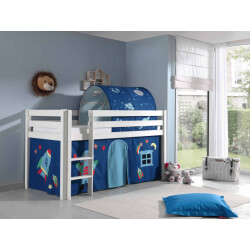 Lucevi pino halfhoogslaper h115cm met ladder 90 x 200 cm astro