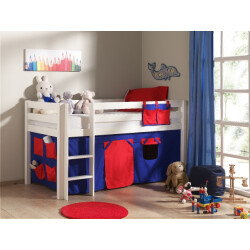 Lucevi pino halfhoogslaper h115cm met ladder 90 x 200 cm domino