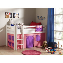 Lucevi pino halfhoogslaper h115cm met ladder 90 x 200 cm bella