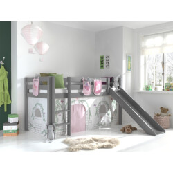Lucevi pino halfhoogslaper h115cm met glijbaan 90 x 200 cm birdy