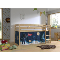 Lucevi pino halfhoogslaper h115cm + ladder + space shuttle gordijntjes -