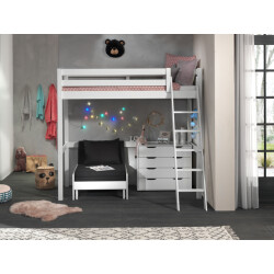 Lucevi pino mezzanine bed 90 x 200 cm pino commode 4 laden pino