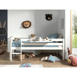 Lucevi pino halfhoogslaper h85cm met ladder 90 x 200 cm pino hangtablet