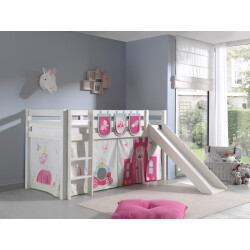 Lucevi pino halfhoogslaper h115cm met glijbaan 90 x 200 cm princess