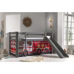 Lucevi pino halfhoogslaper h115cm met glijbaan 90 x 200 cm fire truck