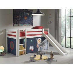 Lucevi pino halfhoogslaper h115cm met glijbaan 90 x 200 cm space