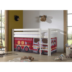 Lucevi pino halfhoogslaper h115cm met ladder 90 x 200 cm fire truck