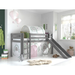 Lucevi pino halfhoogslaper h115cm met glijbaan 90 x 200 cm birdy