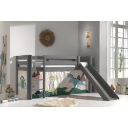 Lucevi pino halfhoogslaper h115cm met glijbaan 90 x 200 cm dino