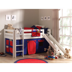 Lucevi pino halfhoogslaper h115cm met glijbaan 90 x 200 cm domino
