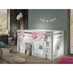 Lucevi pino halfhoogslaper h115cm met ladder 90 x 200 cm birdy