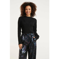 Smashed Lemon 24788 zwarte geribde coltrui met lurex