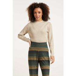 Smashed Lemon 24788 zandkleurige geribde coltrui met lurex